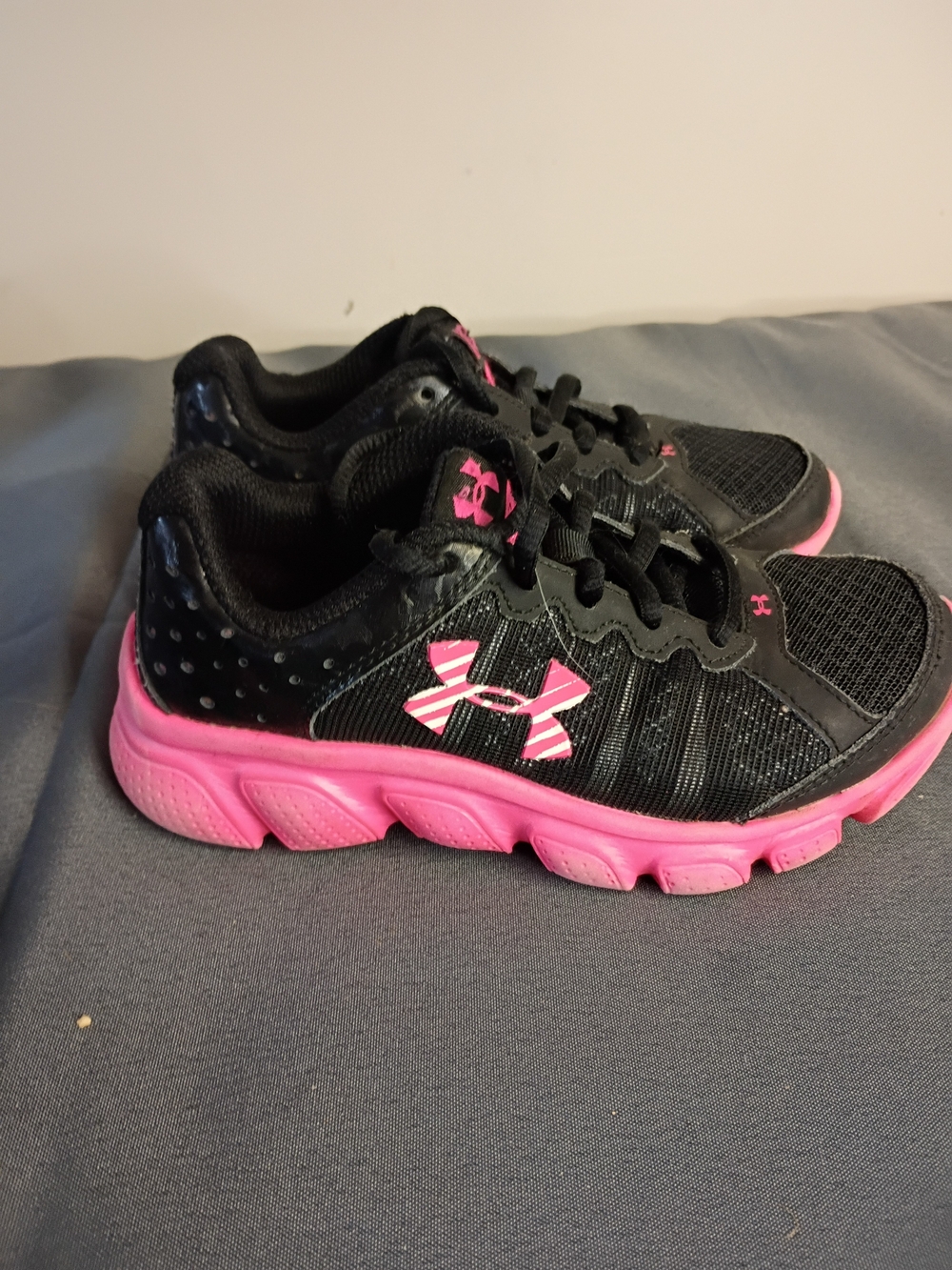 Under Armour Kids Black Sneakers with Pink Accents